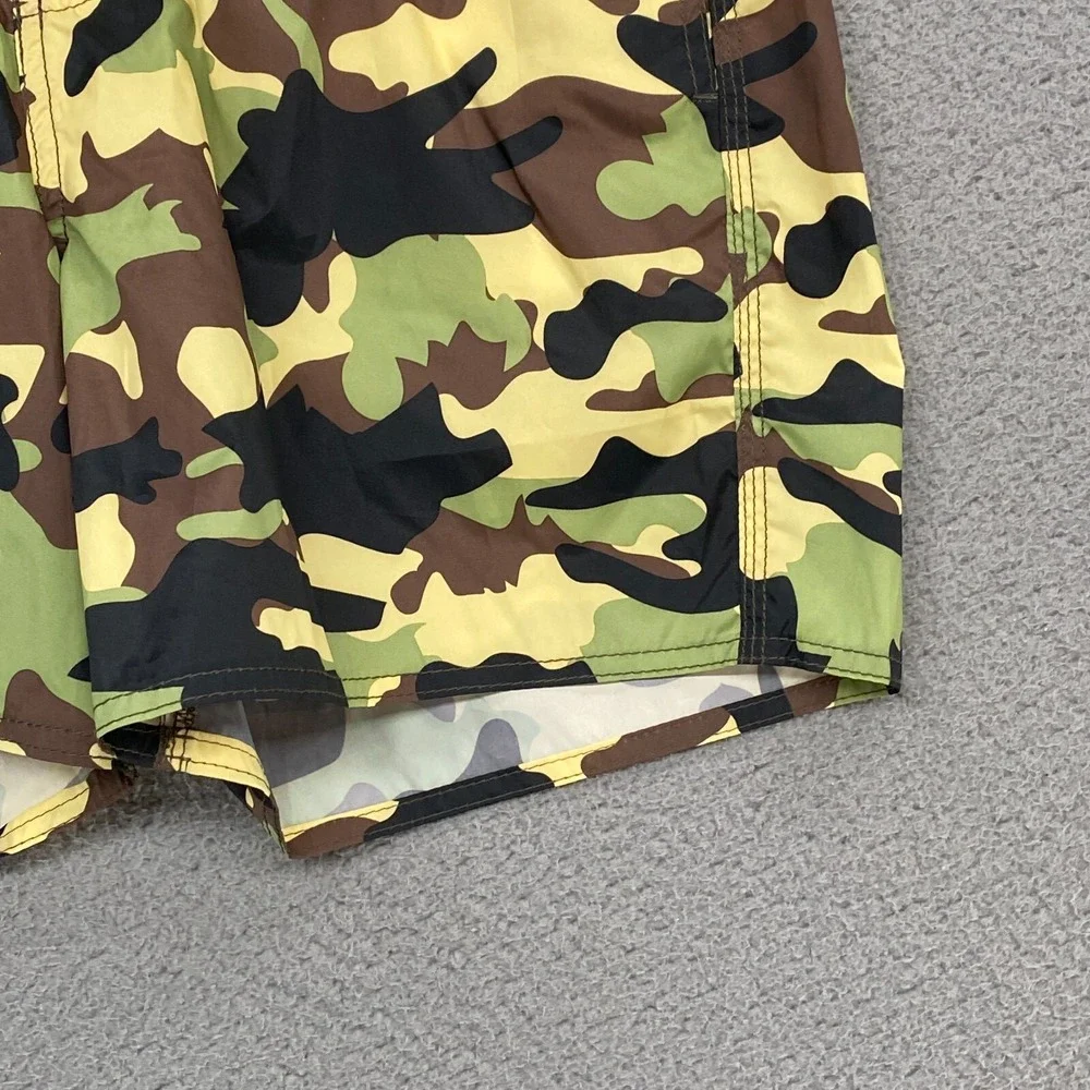 Zara Swim Trunks Mens Medium Camo Green Black Pockets‎ Swim Beach Lightweight